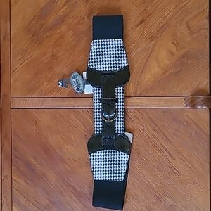 Steve Madden Black and White Houndstooth Belt